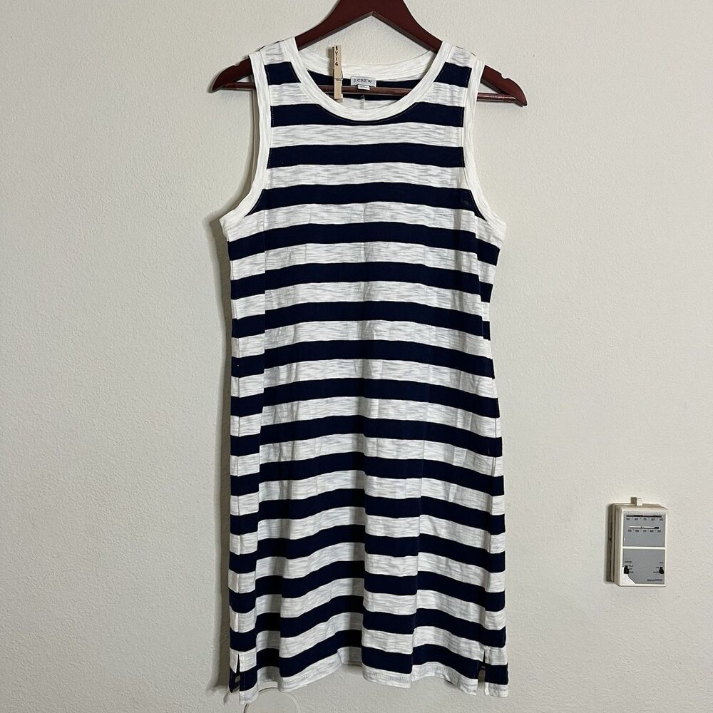 Gap 100% Cotton SZ S Nautical Blue Resort Striped Round Neck Sleeveless Dress